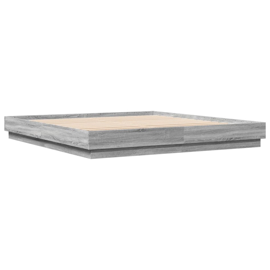 Estructura de cama madera de ingeniería gris Sonoma 180x200