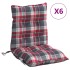 Cojines para silla respaldo bajo 6 uds tela Oxford cuadros