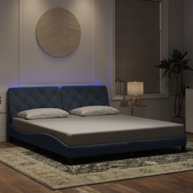 Estructura cama con luces LED terciopelo gris oscuro 180x200