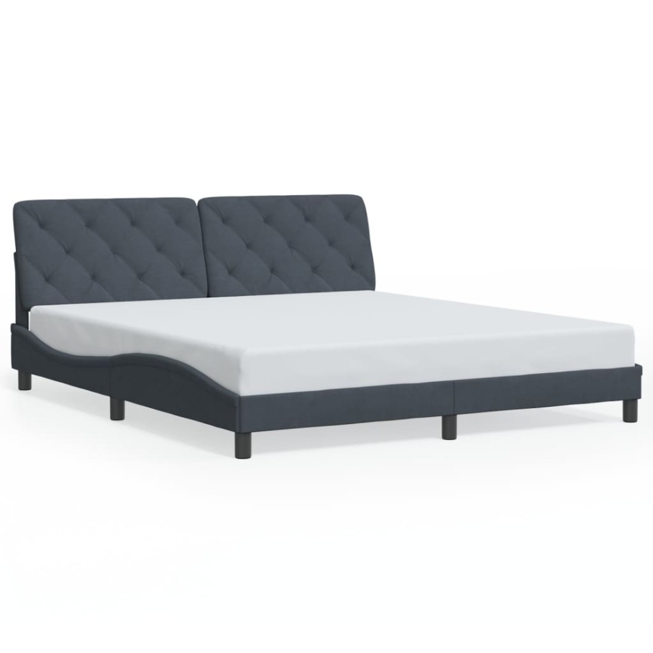 Estructura cama con luces LED terciopelo gris oscuro 180x200