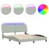 Estructura cama con luces LED terciopelo gris claro 160x200