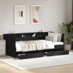 Sofá cama con cajones sin colchón negro 90x200 cm