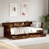Sofá cama con cajones sin colchón roble ahumado 75x190