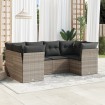 Set de sofás de jardín 6 pzas y cojines ratán sintético gris