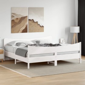 Estructura de cama sin colchón madera maciza blanca 200x200
