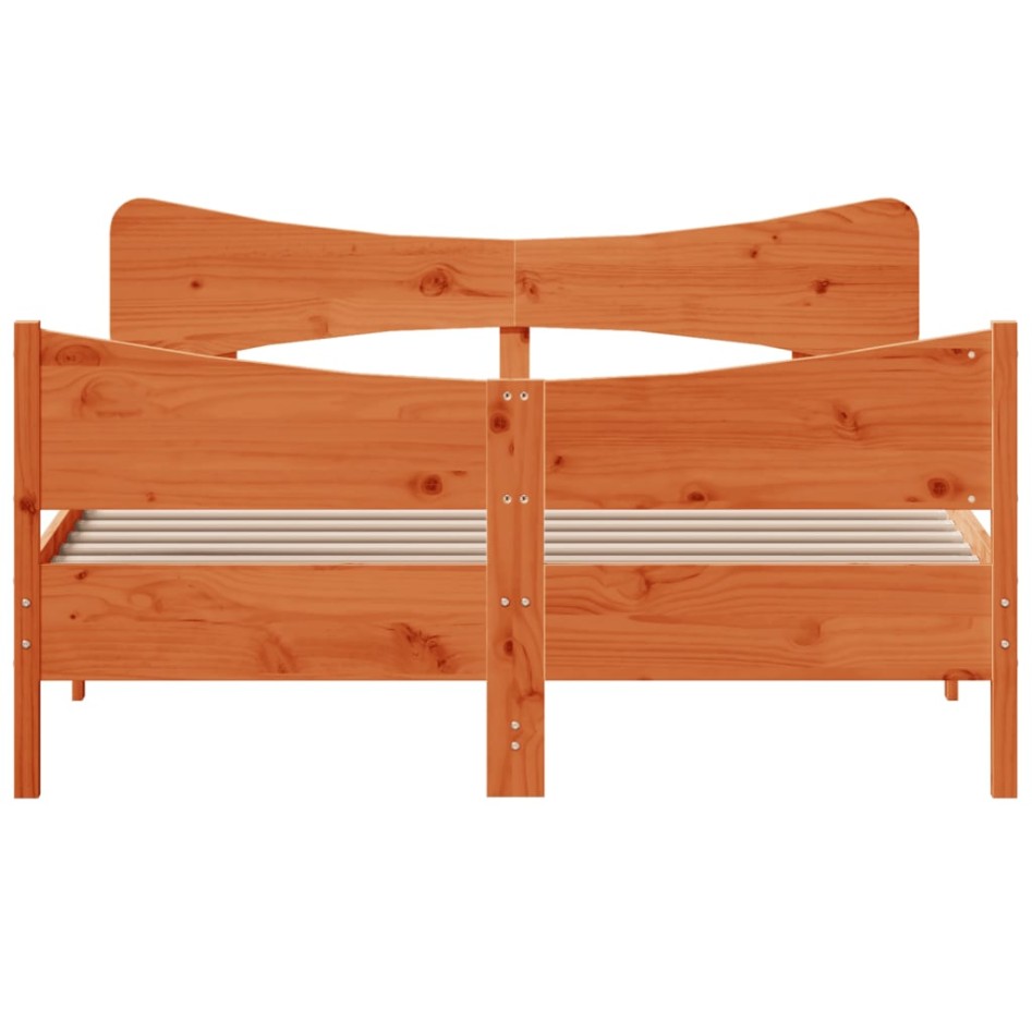 Estructura de cama sin colchón madera maciza marrón 135x190