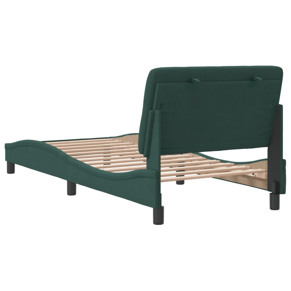 Estructura de cama sin colchón terciopelo verde oscuro