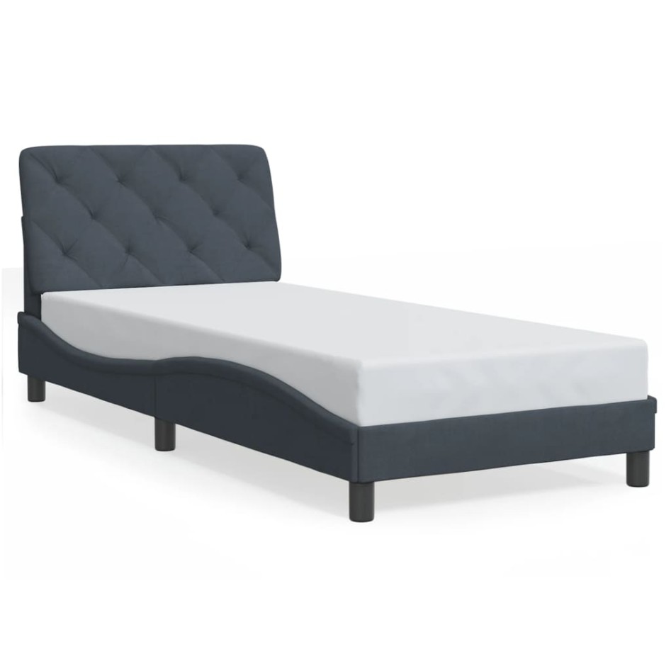 Estructura de cama sin colchón terciopelo gris oscuro 90x200