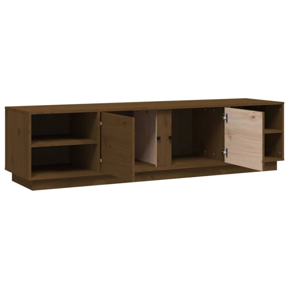 Mueble de TV madera maciza de pino marrón miel 156x40x40