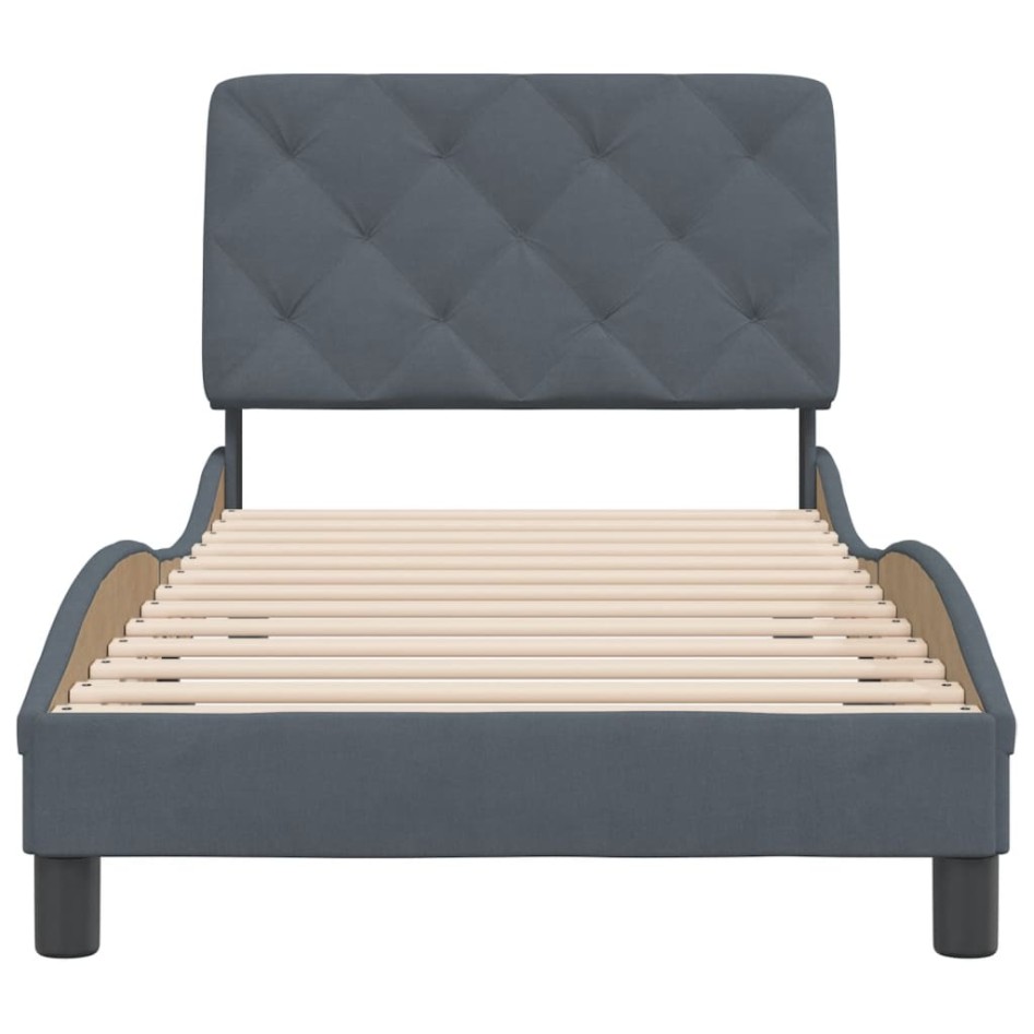Estructura de cama sin colchón terciopelo gris oscuro 90x200