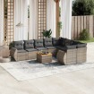 Set de sofás de jardín 10 pzas con cojines ratán sintético gris