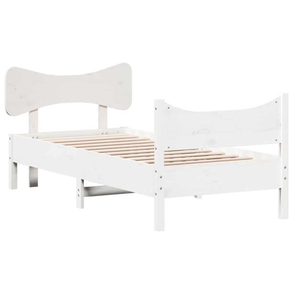 Estructura de cama sin colchón madera de pino blanca 90x200