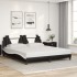 Estructura de cama con cabecero cuero sintético negro y