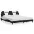 Estructura de cama con cabecero cuero sintético negro y