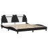 Estructura de cama con cabecero cuero sintético negro y