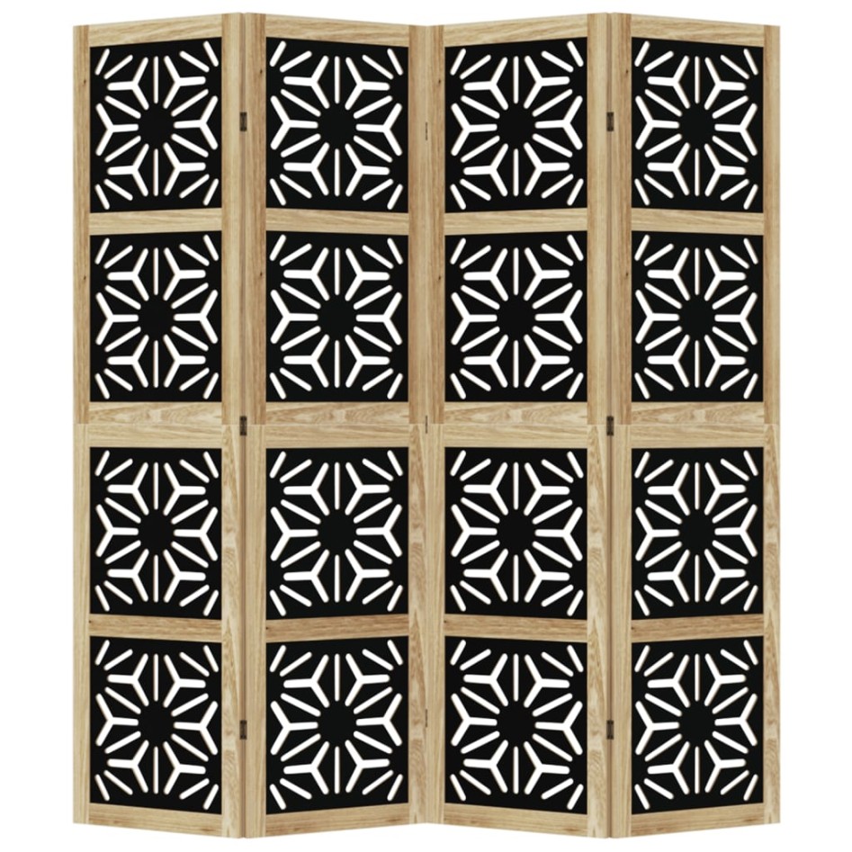 Biombo separador 4 paneles madera maciza Paulownia marrón