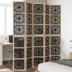 Biombo separador 5 paneles madera maciza Paulownia marrón negro