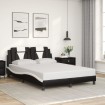 Estructura cama cabecero cuero sintético negro blanco 140x200cm