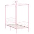 Estructura de cama con dosel metal rosa 90x200