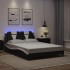 Estructura cama con LED cuero sintético negro blanco 140x200