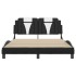 Estructura cama con LED cuero sintético negro blanco 140x200