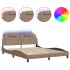 Estructura de cama con luces LED cuero PE capuchino 160x200