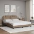 Estructura de cama con luces LED cuero PE capuchino 160x200