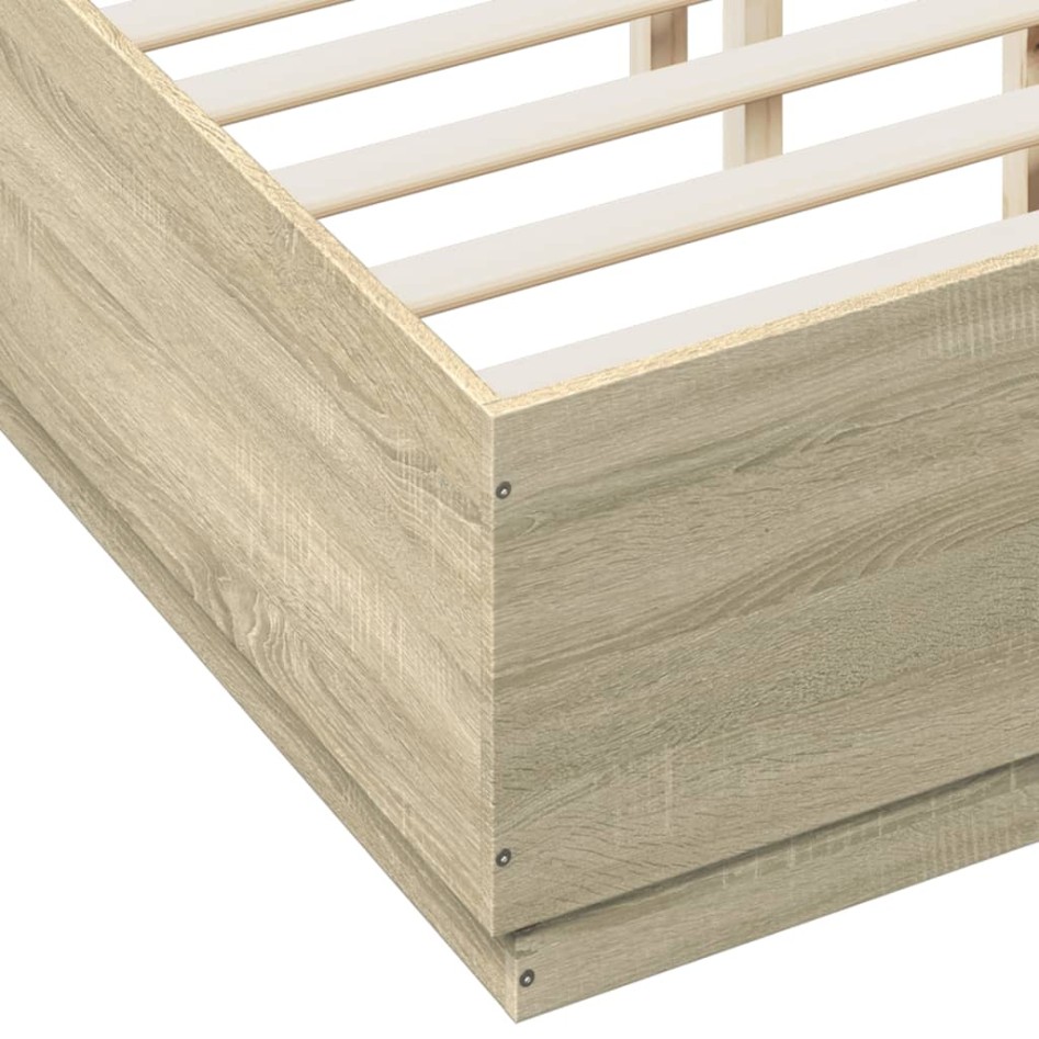 Estructura cama con luces LED madera roble Sonoma 135x190