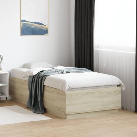 Estructura cama con luces LED madera roble Sonoma 90x190