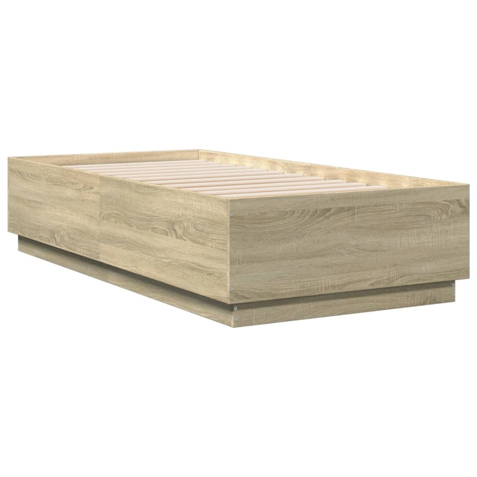 Estructura cama con luces LED madera roble Sonoma 90x190