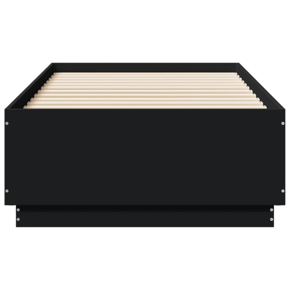 Estructura de cama madera de ingeniería negra 90x190