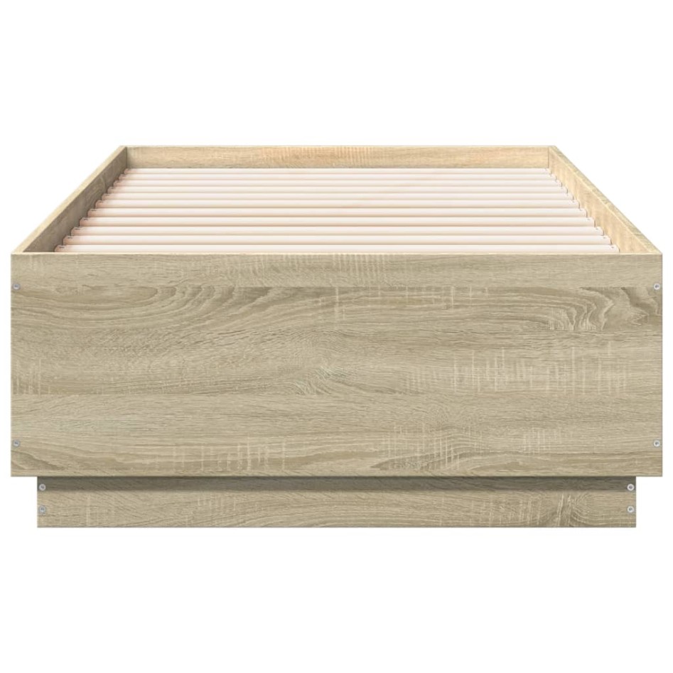 Estructura cama con luces LED madera roble Sonoma 75x190