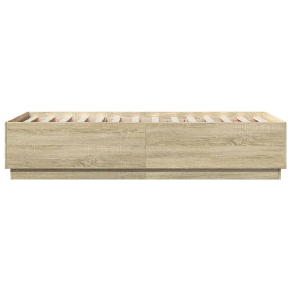 Estructura cama con luces LED madera roble Sonoma 75x190