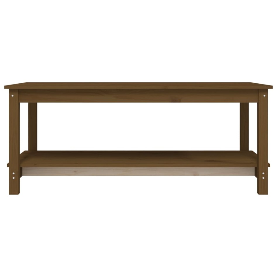 Mesa de centro madera maciza de pino marrón miel 110x55x45