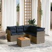Set de sofás de jardín 6 pzas con cojines ratán sintético gris