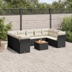 Set de sofás de jardín 10 pzas cojines ratán sintético negro