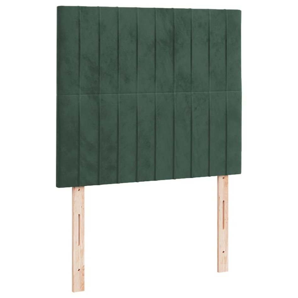 Cama box spring colchón y LED terciopelo verde oscuro
