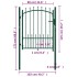 Puerta de valla con picos acero verde 100x125
