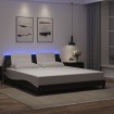 Estructura de cama con LED sin colchón negro blanco 180x200 cm