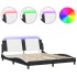 Estructura de cama con LED sin colchón negro blanco 180x200