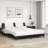 Estructura de cama con LED sin colchón negro blanco 180x200
