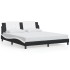 Estructura de cama con LED sin colchón negro blanco 180x200