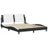 Estructura de cama con luz LED cuero PE negro blanco 160x200