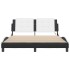 Estructura de cama con luz LED cuero PE negro blanco 160x200