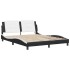 Estructura de cama con luz LED cuero PE negro blanco 160x200