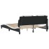 Estructura de cama con luz LED cuero PE negro blanco 160x200