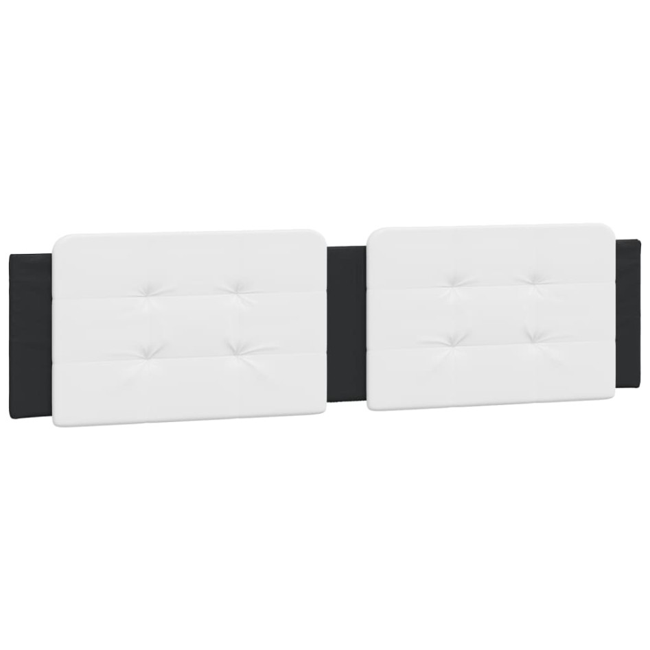 Estructura de cama con luz LED cuero PE negro blanco 160x200