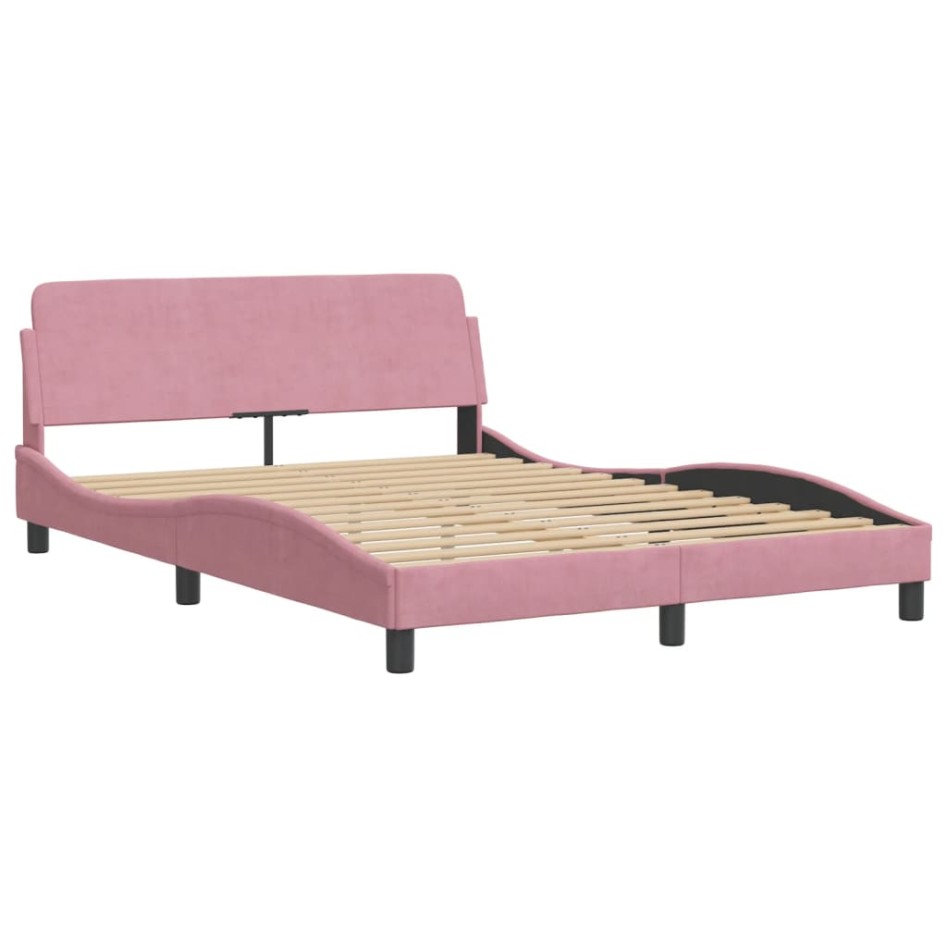 Estructura de cama sin colchón terciopelo rosa 120x200