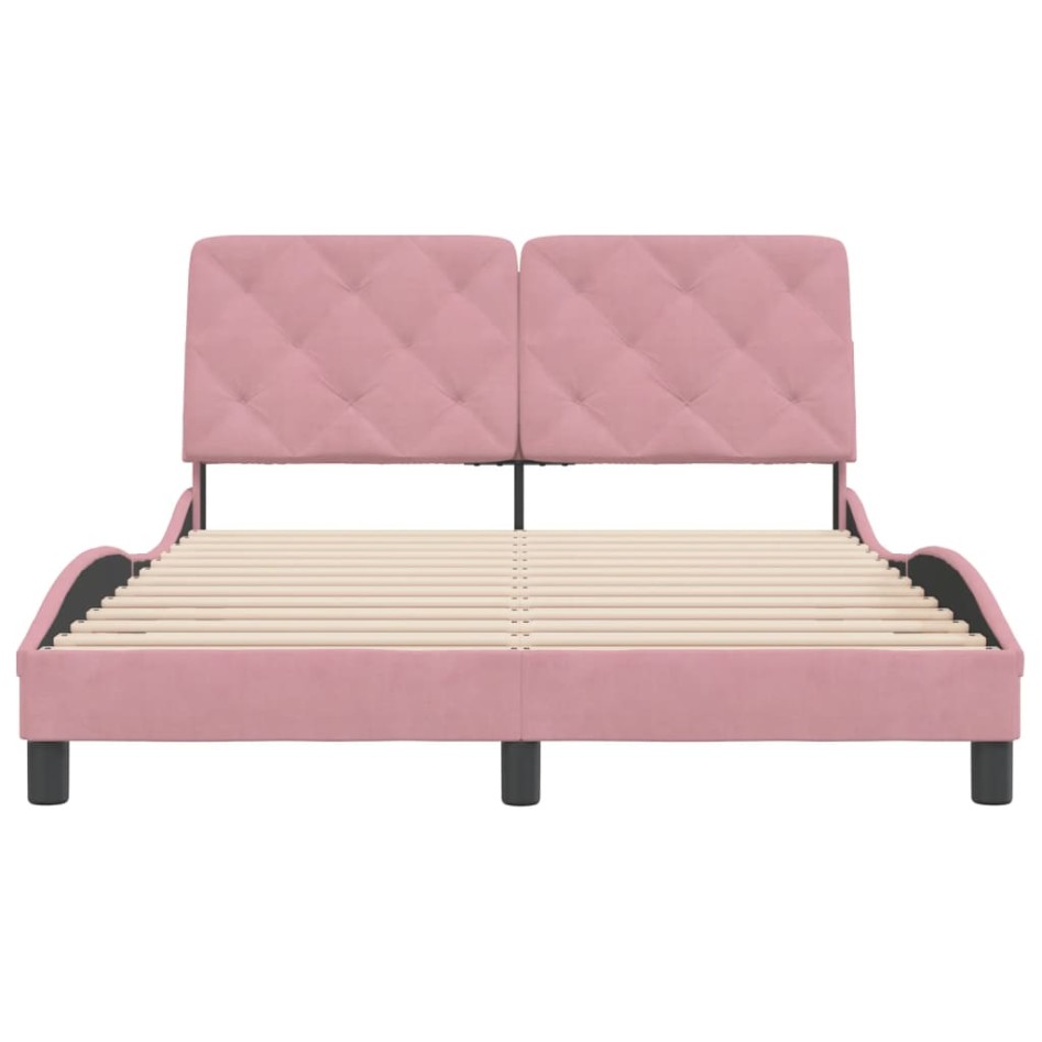 Estructura de cama sin colchón terciopelo rosa 120x200