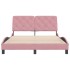 Estructura de cama sin colchón terciopelo rosa 140x200